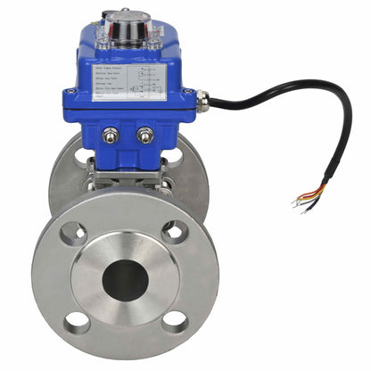 صمام كروي من الفولاذ المقاوم للصدأ DNOVA ksfpt-316-180-12v، مادة الجسم - الفولاذ المقاوم للصدأ AISI 316، مادة الكرة - الفولاذ المقاوم للصدأ AISI 316، الختم - PTFE، مشغل كهربائي.