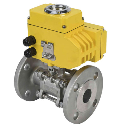 Stainless steel ball valve DNOVA ksfpt-316-180-24v, body material - stainless steel AISI 316, ball material - stainless steel AISI 316, seal - PTFE, electric actuator operated