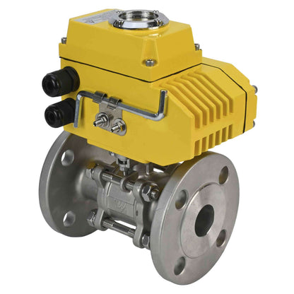 Stainless steel ball valve DNOVA ksfpt-316-180-380v, body material - stainless steel AISI 316, ball material - stainless steel AISI 316, seal - PTFE, electric actuator operated