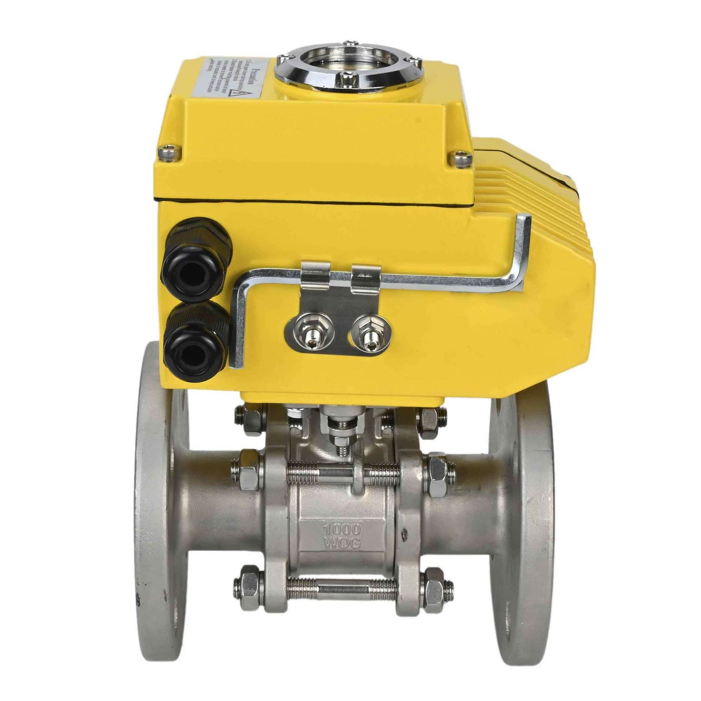 Stainless steel ball valve DNOVA ksfpt-304-180-380v, body material - stainless steel AISI 304, ball material - stainless steel AISI 304, seal - PTFE, electric actuator operated
