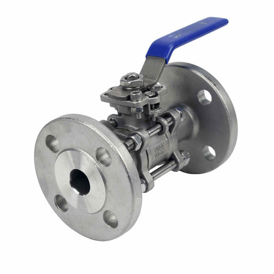 Stainless steel ball valve DNOVA BV3131P(3pc)-FP-F-ISO-H SS304, full port, flanged connection, with ISO 5211 mounting pad