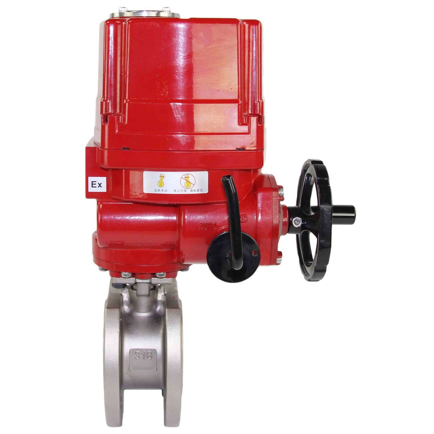 Stainless steel ball valve DNOVA kchmfp-DNOVA-ex-380v, body material - stainless steel AISI 316, ball material - stainless steel AISI 316, seal - PTFE, electric actuator operated