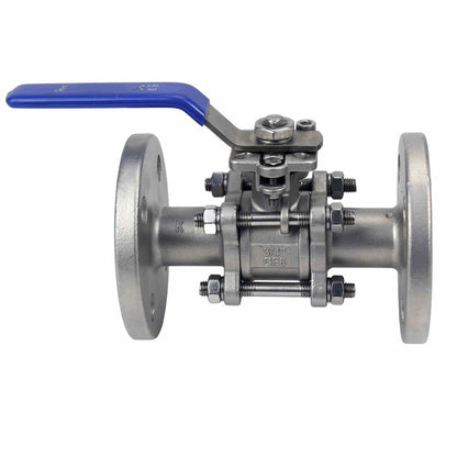 Stainless steel ball valve DNOVA BV3131P(3pc)-FP-F-ISO-H SS304, full port, flanged connection, with ISO 5211 mounting pad