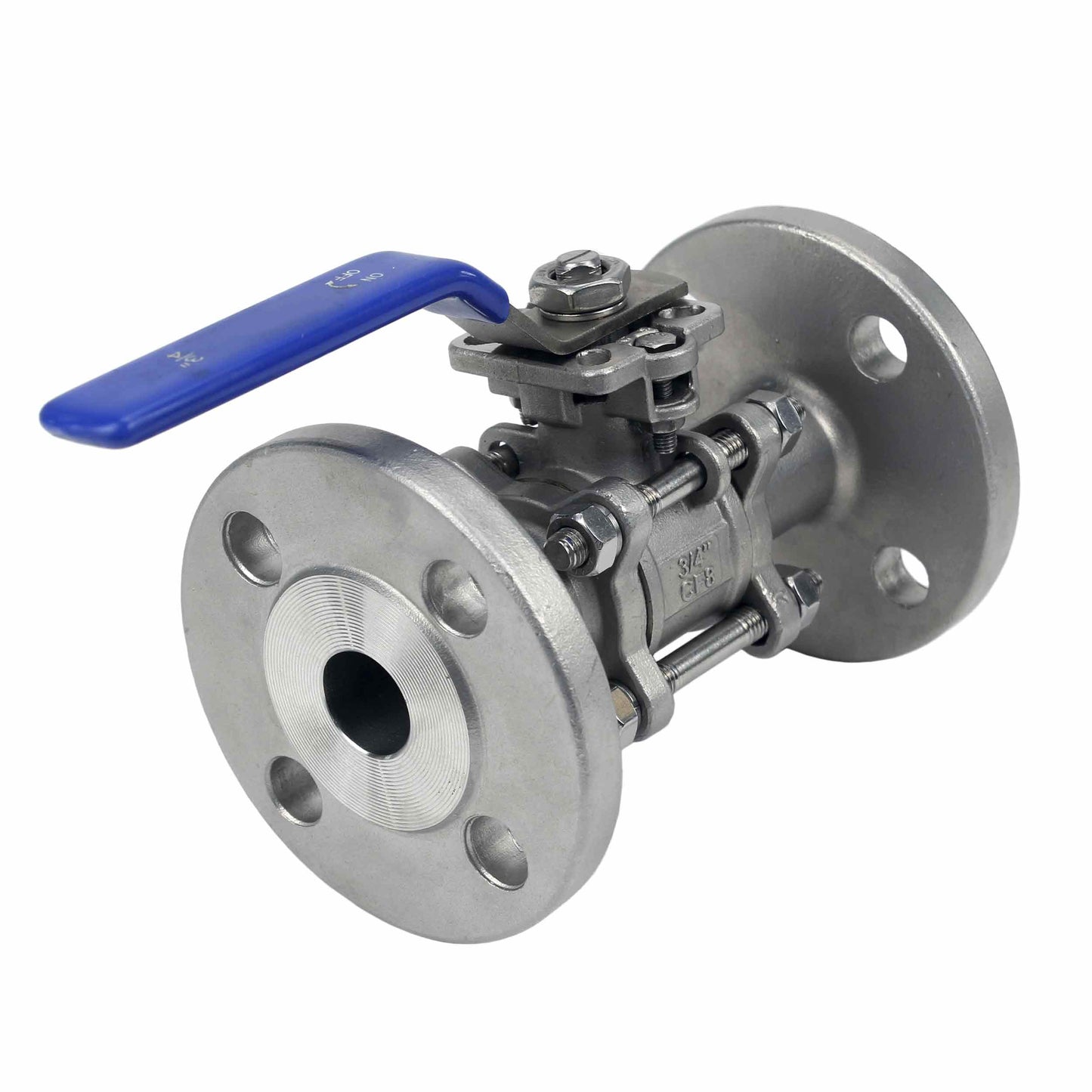 Stainless steel ball valve DNOVA BV3131P(3pc)-FP-F-ISO-H SS304, full port, flanged connection, with ISO 5211 mounting pad