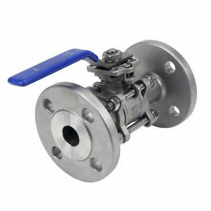Stainless steel ball valve DNOVA BV3131P(3pc)-FP-F-ISO-H SS304, full port, flanged connection, with ISO 5211 mounting pad