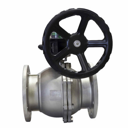 Válvula de bola de acero inoxidable DNOVA kchfp hgb, material del cuerpo - acero inoxidable AISI 316L, material de la bola - acero inoxidable AISI 316L, junta - PTFE, accionada por maneta