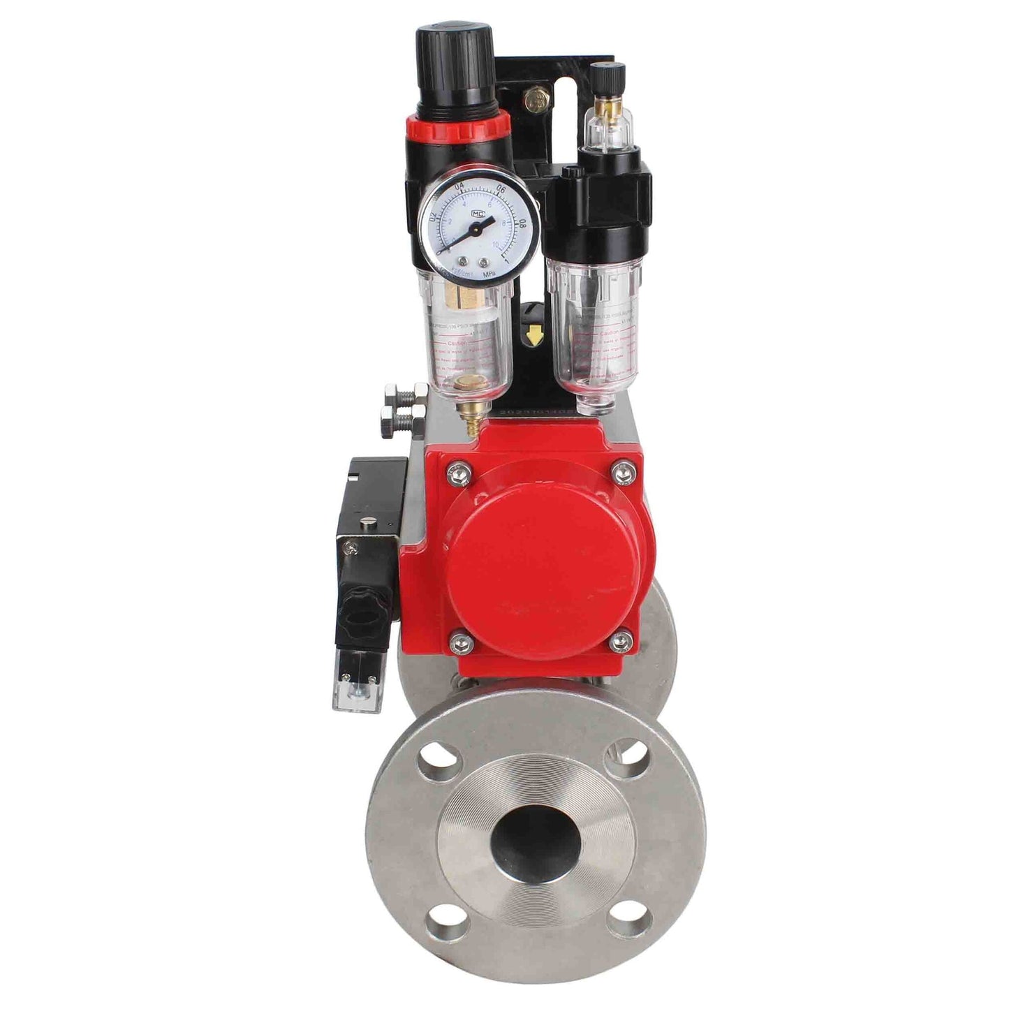Stainless steel ball valve DNOVA ksfpt-316-180-da-4m310-24v-afc2000, body material - stainless steel AISI 316, ball material - stainless steel AISI 316, seal - PTFE, pneumatic actuator operated
