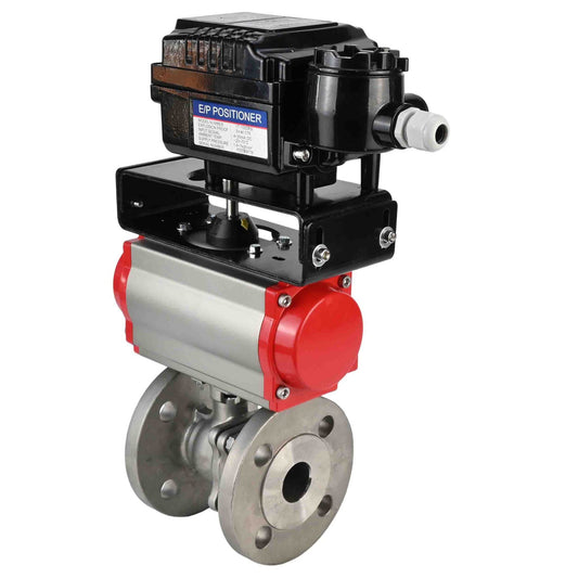 Stainless steel ball valve DNOVA kchfp-DNOVA-sa-yt1000rsn, body material - stainless steel AISI 316, ball material - stainless steel AISI 316, seal - PTFE, pneumatic actuator operated