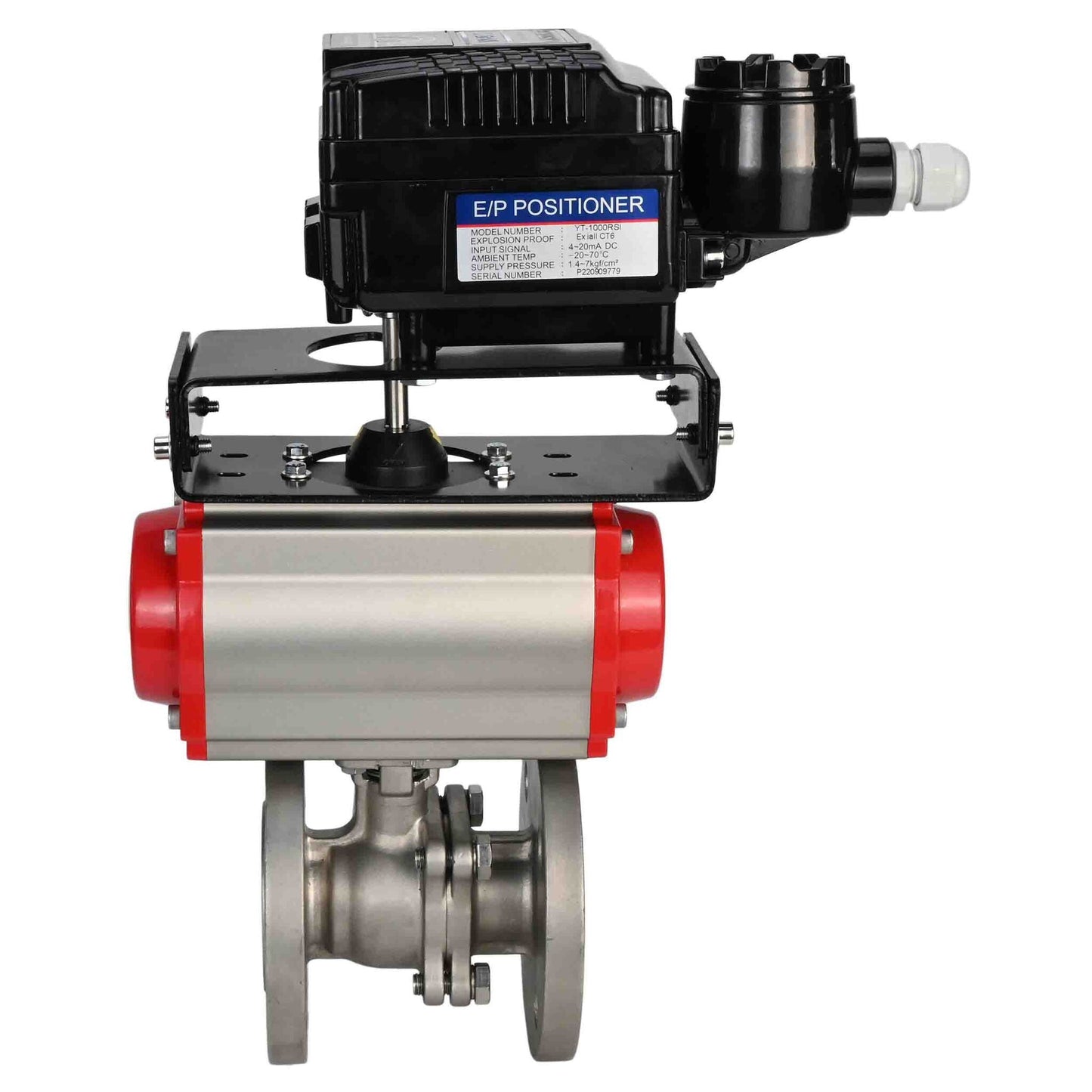 Stainless steel ball valve DNOVA kchfp-DNOVA-sa-yt1000rsn, body material - stainless steel AISI 316, ball material - stainless steel AISI 316, seal - PTFE, pneumatic actuator operated