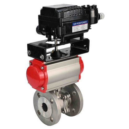 Stainless steel ball valve DNOVA kchfp-DNOVA-da-yt1000rsi, body material - stainless steel AISI 316, ball material - stainless steel AISI 316, seal - PTFE, pneumatic actuator operated