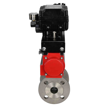 Stainless steel ball valve DNOVA kchfp-DNOVA-da-yt1000rsi, body material - stainless steel AISI 316, ball material - stainless steel AISI 316, seal - PTFE, pneumatic actuator operated