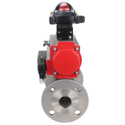 Stainless steel ball valve DNOVA ksfpt-304-180-da-4m310-110/220v-apl210n, body material - stainless steel AISI 304, ball material - stainless steel AISI 304, seal - PTFE, pneumatic actuator operated