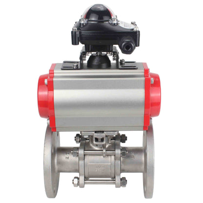Stainless steel ball valve DNOVA ksfpt-304-180-da-4m310-110/220v-apl210n, body material - stainless steel AISI 304, ball material - stainless steel AISI 304, seal - PTFE, pneumatic actuator operated