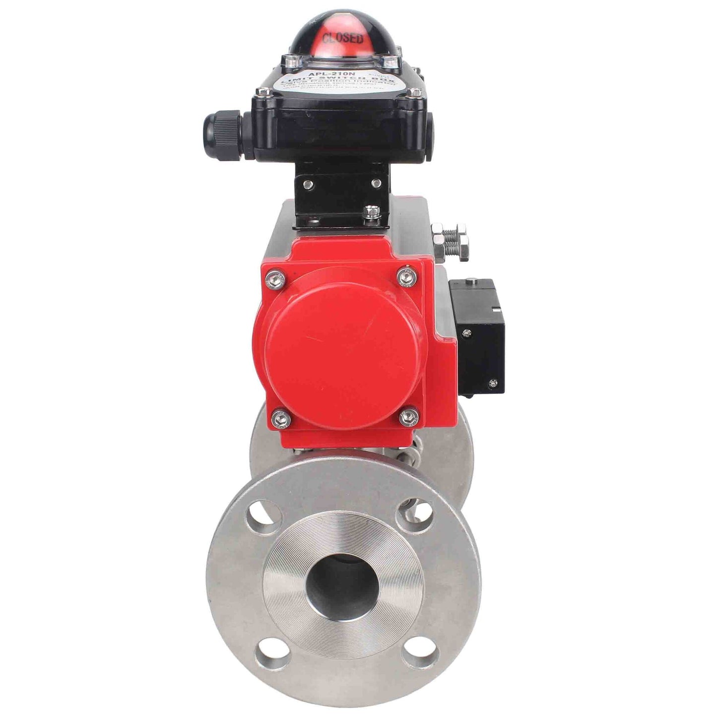 Stainless steel ball valve DNOVA ksfpt-304-180-da-4m310-110/220v-apl210n, body material - stainless steel AISI 304, ball material - stainless steel AISI 304, seal - PTFE, pneumatic actuator operated