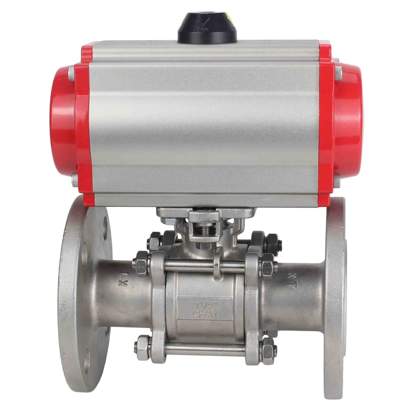 Stainless steel ball valve DNOVA ksfpt-304-180-da-4m310-24v, body material - stainless steel AISI 304, ball material - stainless steel AISI 304, seal - PTFE, pneumatic actuator operated