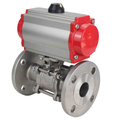 Stainless steel ball valve DNOVA ksfpt-304-180-da-4m310-24v, body material - stainless steel AISI 304, ball material - stainless steel AISI 304, seal - PTFE, pneumatic actuator operated