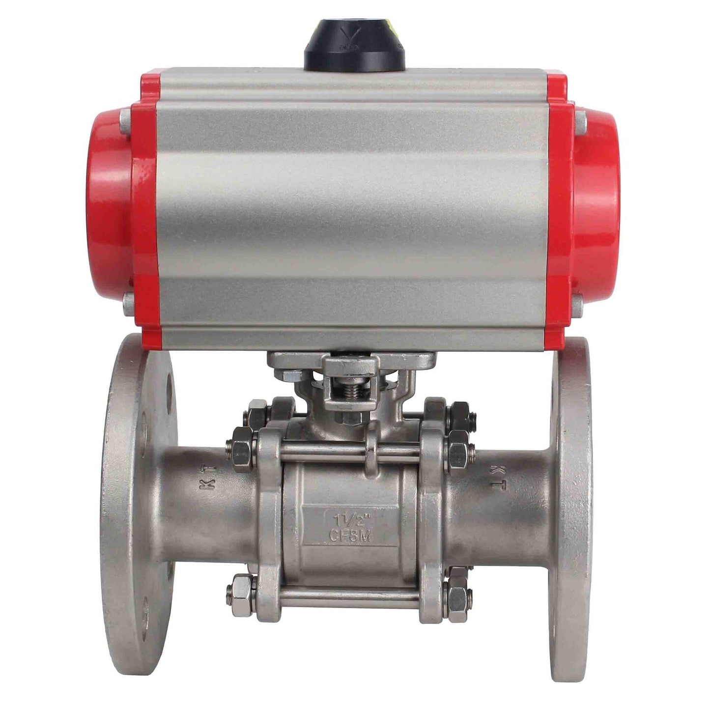 Stainless steel ball valve DNOVA ksfpt-304-180-da, body material - stainless steel AISI 304, ball material - stainless steel AISI 304, seal - PTFE, pneumatic actuator operated