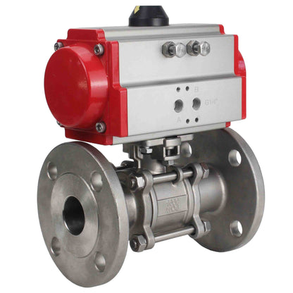 Stainless steel ball valve DNOVA ksfpt-304-180-da, body material - stainless steel AISI 304, ball material - stainless steel AISI 304, seal - PTFE, pneumatic actuator operated