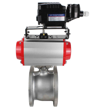 Stainless steel ball valve DNOVA kchmfp-DNOVA-da-yt1000rsi, body material - stainless steel AISI 316, ball material - stainless steel AISI 316, seal - PTFE, pneumatic actuator operated