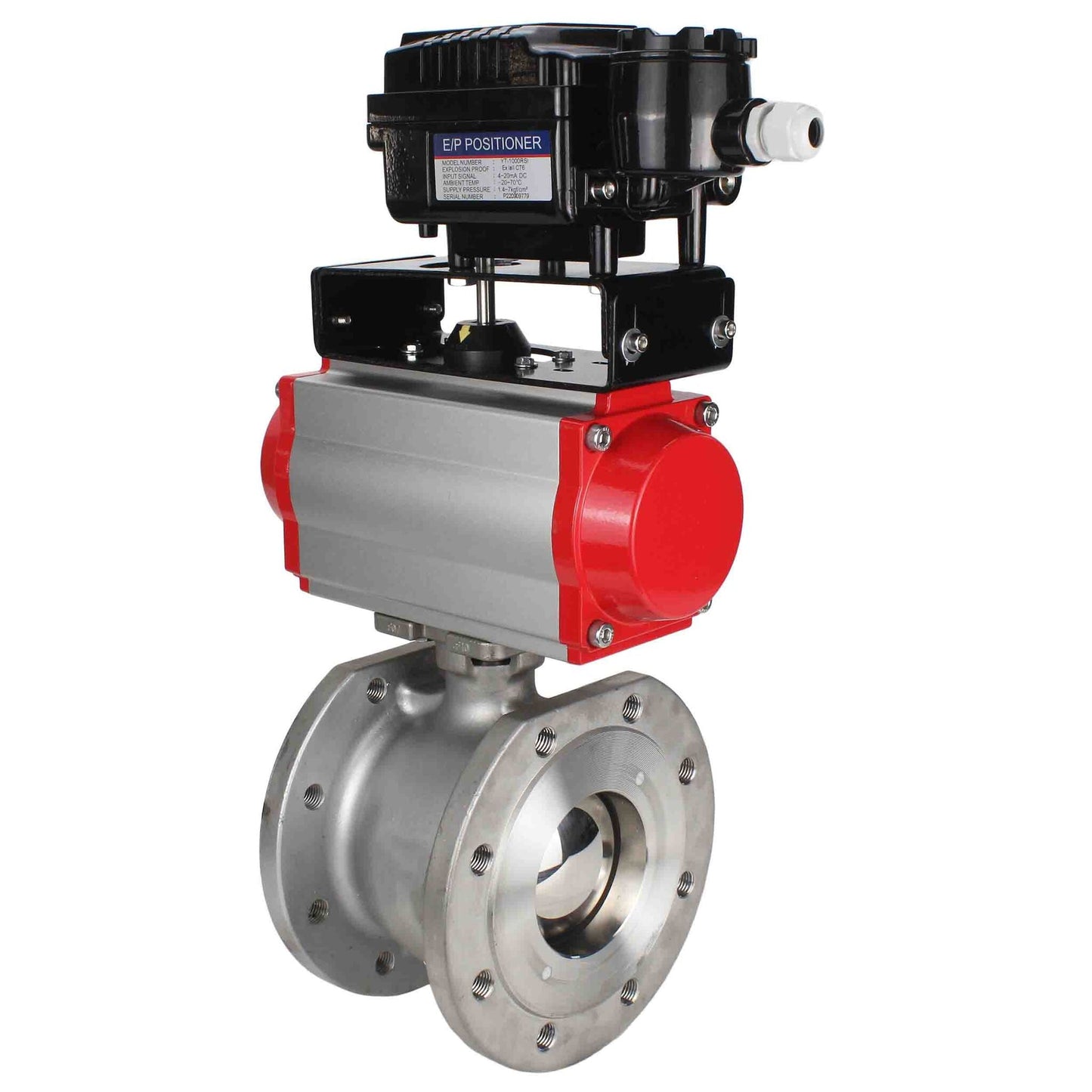 Stainless steel ball valve DNOVA kchmfp-DNOVA-da-yt1000rsn, body material - stainless steel AISI 316, ball material - stainless steel AISI 316, seal - PTFE, pneumatic actuator operated