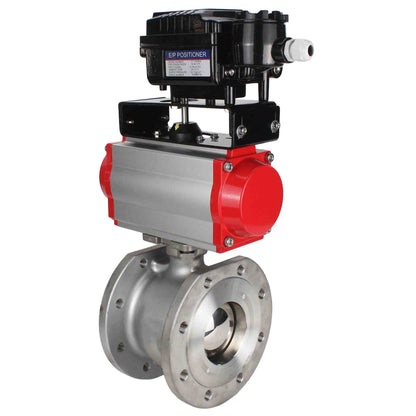 Stainless steel ball valve DNOVA kchmfp-DNOVA-da-yt1000rsn, body material - stainless steel AISI 316, ball material - stainless steel AISI 316, seal - PTFE, pneumatic actuator operated