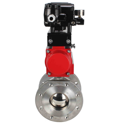 Stainless steel ball valve DNOVA kchmfp-DNOVA-sa-yt1000rsi, body material - stainless steel AISI 316, ball material - stainless steel AISI 316, seal - PTFE, pneumatic actuator operated