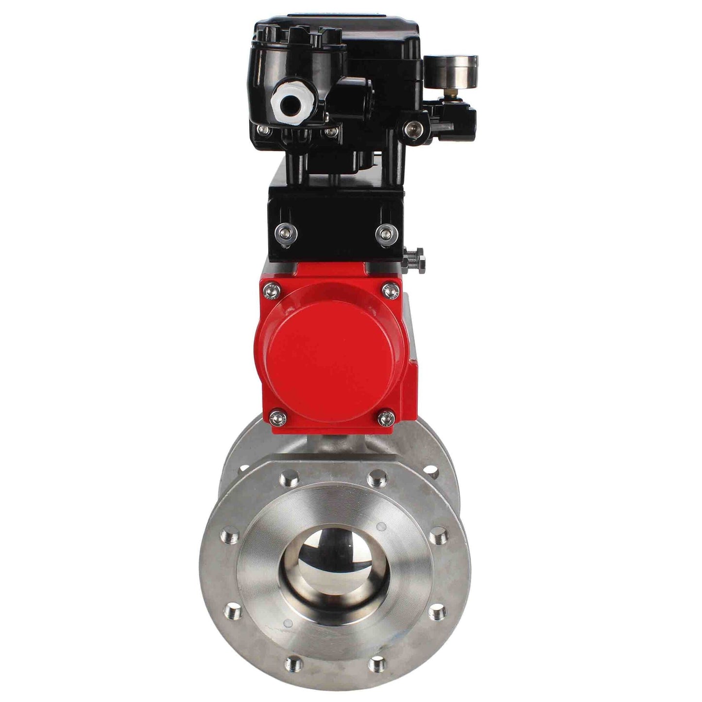 Stainless steel ball valve DNOVA kchmfp-DNOVA-sa-yt1000rsn, body material - stainless steel AISI 316, ball material - stainless steel AISI 316, seal - PTFE, pneumatic actuator operated