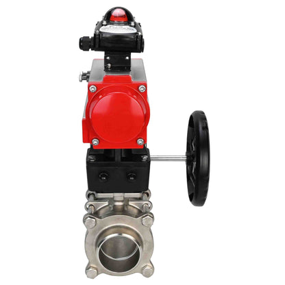 Stainless steel ball valve DNOVA kshpp-316200-da-apl210n-hdm, body material - stainless steel AISI 316, ball material - stainless steel AISI 316, seal - PTFE, pneumatic actuator operated