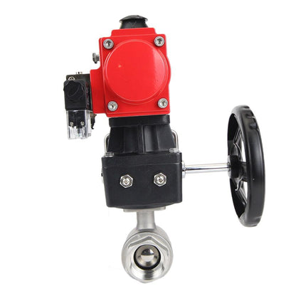 Válvula de bola de acero inoxidable DNOVA kshmp316-DNOVA-da-4m310-24-hdm, material del cuerpo: acero inoxidable AISI 316, material de la bola: acero inoxidable AISI 316, junta: PTFE, accionamiento neumático.