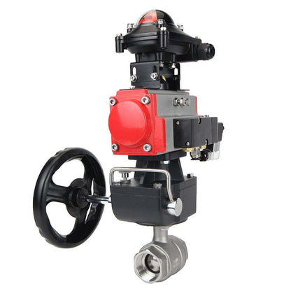 Stainless steel ball valve DNOVA kshmp316-DNOVA-da-4m310-24v-apl-210n-hdm, body material - stainless steel AISI 316, ball material - stainless steel AISI 316, seal - PTFE, pneumatic actuator operated