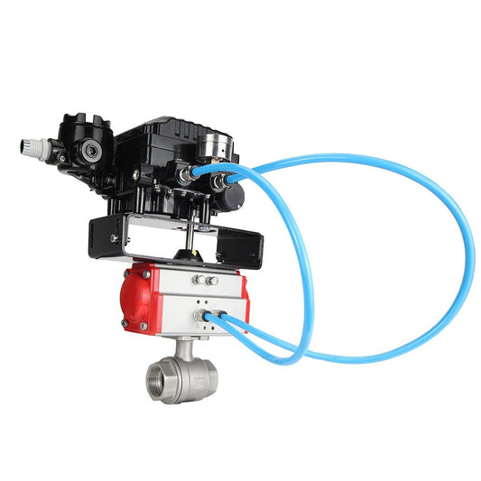 Stainless steel ball valve DNOVA kshmp316-DNOVA-sa-yt1000rsn, body material - stainless steel AISI 316, ball material - stainless steel AISI 316, seal - PTFE, pneumatic actuator operated