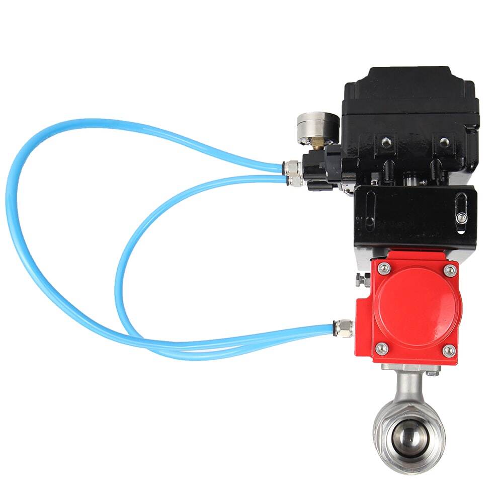 Stainless steel ball valve DNOVA kshmp316-DNOVA-da-yt1000rsi, body material - stainless steel AISI 316, ball material - stainless steel AISI 316, seal - PTFE, pneumatic actuator operated