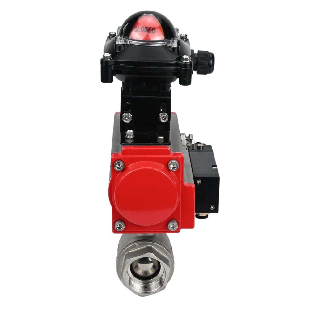 Válvula de bola de acero inoxidable DNOVA kshmp316-DNOVA-da-4m310-110/220-apl210n, material del cuerpo: acero inoxidable AISI 316, material de la bola: acero inoxidable AISI 316, junta: PTFE, accionamiento neumático.