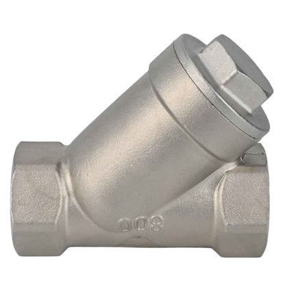Spring check valve DNOVA VCSY3131P-T Y-shaped, body material - Stainless steel AISI 304, locking body material - Stainless steel 304, seal - PTFE, threaded