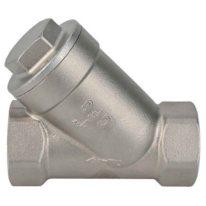 Spring check valve DNOVA VCSY3131P-T Y-shaped, body material - Stainless steel AISI 304, locking body material - Stainless steel 304, seal - PTFE, threaded