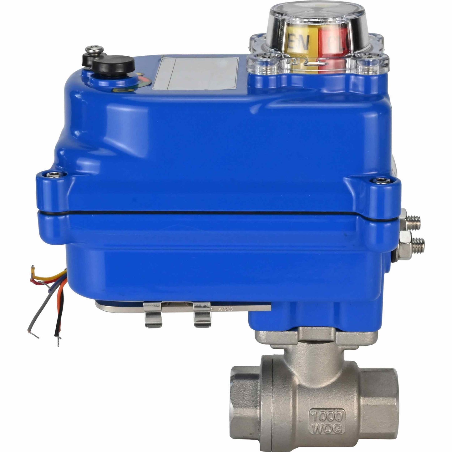 Válvula de bola de acero inoxidable DNOVA BVMP.316.230-ISO PSI914 SS316 roscada, actuador eléctrico de cuarto de vuelta DNOVA 003 azul 220 V