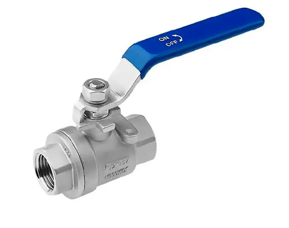 Válvula de bola de acero inoxidable DNOVA BV3232P(2pc)-FP-TH 140 bar, material del cuerpo - acero inoxidable 316, sello - PTFE, paso completo, conexión roscada NPT/BSP, con manija