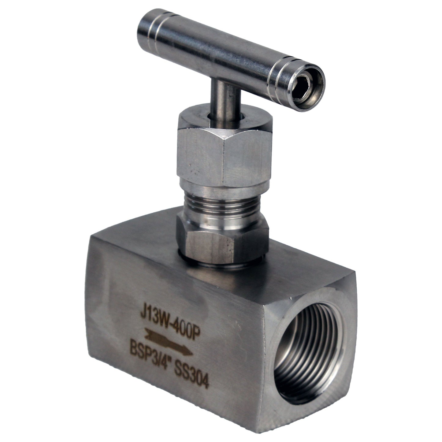 DNOVA VN31M-T-Ht threaded needle valve, body - stainless steel 304, seal - metal, with T-handle