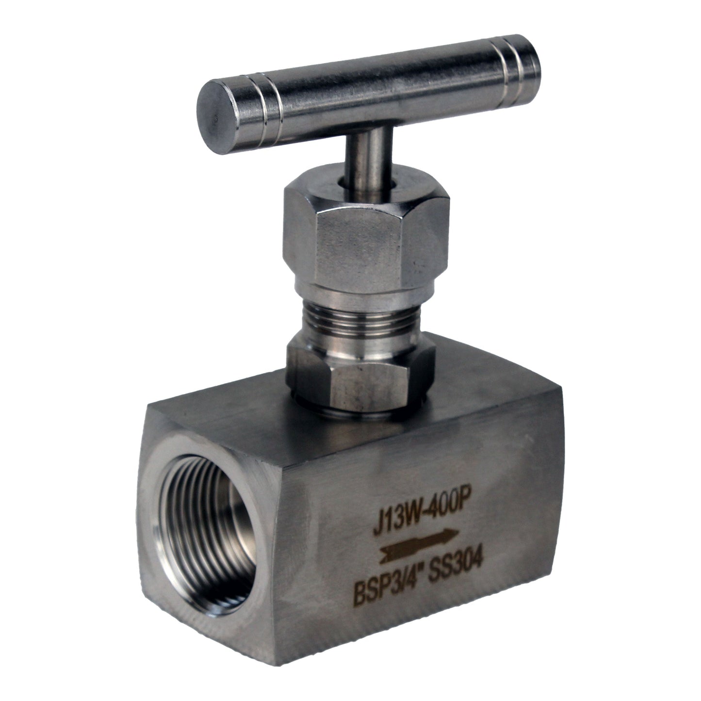 DNOVA VN31M-T-Ht threaded needle valve, body - stainless steel 304, seal - metal, with T-handle