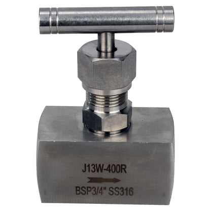 DNOVA VN32M-T-Ht threaded needle valve, body - stainless steel 316, seal - metal, with T-handle