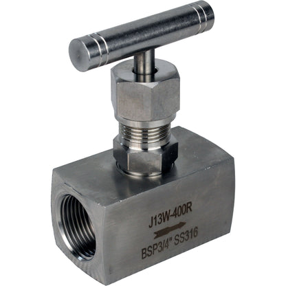 DNOVA VN32M-T-Ht threaded needle valve, body - stainless steel 316, seal - metal, with T-handle