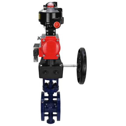 Water Butterfly Valve DNOVA WBV3EX-3432M-1W-F-ISO, body material - Carbon steel, disk material - Stainless steel AISI 316, seal - Metal, pneumatic actuator PA-DA double action, 4M310-08 24V, LSU APL-510N EX, handwheel MON, ATU AFC2000
