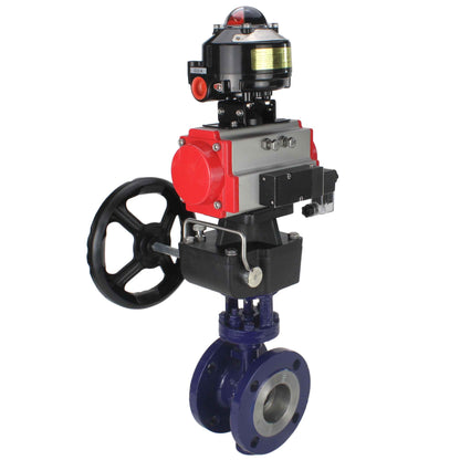Water Butterfly Valve DNOVA WBV3EX-3432M-1W-F-ISO, body material - Carbon steel, disk material - Stainless steel AISI 316, seal - Metal, pneumatic actuator PA-DA double action, 4M310-08 24V, LSU APL-510N EX, handwheel MON