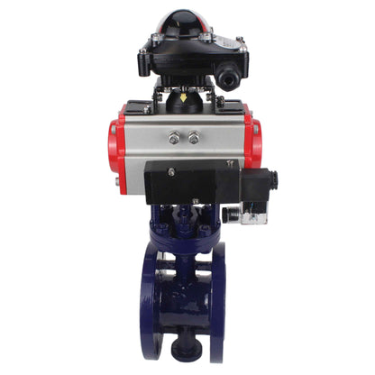 Water Butterfly Valve DNOVA WBV3EX-3432M-1W-F-ISO, body material - Carbon steel, disk material - Stainless steel AISI 316, seal - Metal, pneumatic actuator PA-SA with return springs, 4M310-08 24V, LSU APL-210N