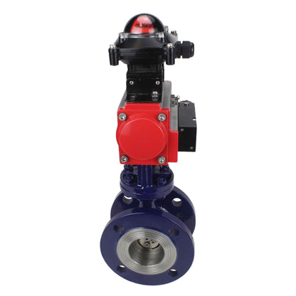 Water Butterfly Valve DNOVA WBV3EX-3432M-1W-F-ISO, body material - Carbon steel, disk material - Stainless steel AISI 316, seal - Metal, pneumatic actuator PA-SA with return springs, 4M310-08 24V, LSU APL-210N