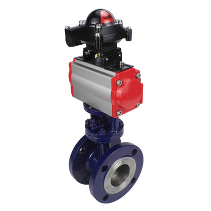 Water Butterfly Valve DNOVA WBV3EX-3432M-1W-F-ISO, body material - Carbon steel, disk material - Stainless steel AISI 316, seal - Metal, pneumatic actuator PA-SA with return springs, 4M310-08 24V, LSU APL-210N