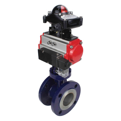 Water Butterfly Valve DNOVA WBV3EX-3432M-1W-F-ISO, body material - Carbon steel, disk material - Stainless steel AISI 316, seal - Metal, pneumatic actuator PA-SA with return springs, 4M310-08 24V, LSU APL-210N