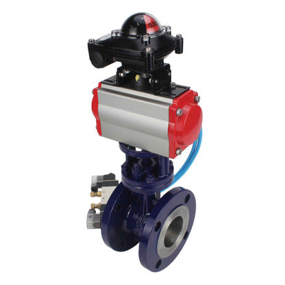 Water Butterfly Valve DNOVA WBV3EX-3432M-1W-F-ISO, body material - Carbon steel, disk material - Stainless steel AISI 316, seal - Metal, pneumatic actuator PA-SA with return springs, 4V320-08 220V, LSU APL-210N