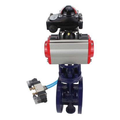 Water Butterfly Valve DNOVA WBV3EX-3432M-1W-F-ISO, body material - Carbon steel, disk material - Stainless steel AISI 316, seal - Metal, pneumatic actuator PA-SA with return springs, 4V320-08 220V, LSU APL-210N