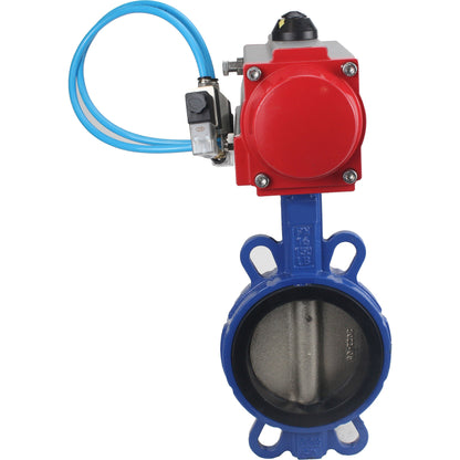 Water Butterfly Valve DNOVA WBV1413E-2W-Fb-H, body material - cast iron GGG50, disk material - cast iron GGG40, seal - EPDM, with pneumatic actuator with return springs PA-SA, 4V320-08 220V